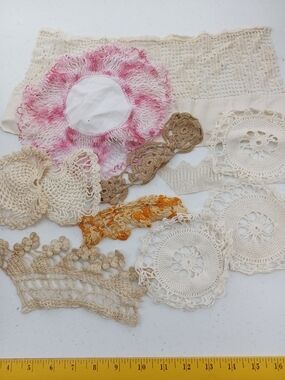 Assorted Vintage Crochet Doilies and Lace Appliqués - Scrap Bundle